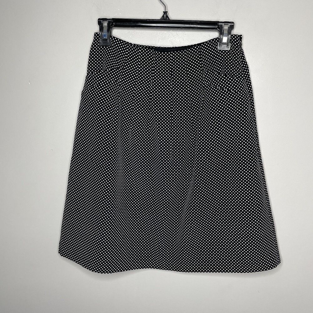OUTBACK RED Womens Polka-Dot Knee-Length Skirt EUC Sz XS Black Lined Pockets
